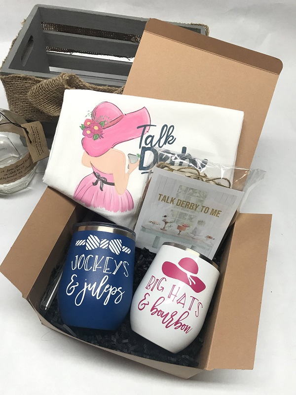 Derby Tumbler Gift Box, Wine Tumblers, Talk Derby to Me Banner, Patty B'zz