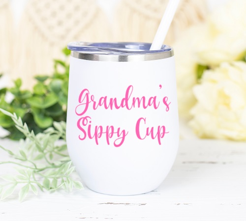 Giftcraft - Sentiment Wine Cup with Sip Lid Grandma's Sippy Cup
