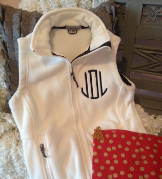 Monogrammed Fleece Vest-monogrammed in your choice of font and thread color