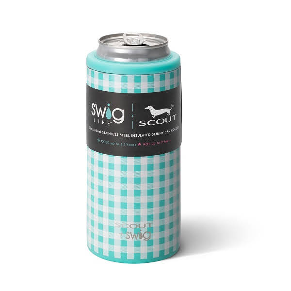 Gingham Skinny Can Cooler