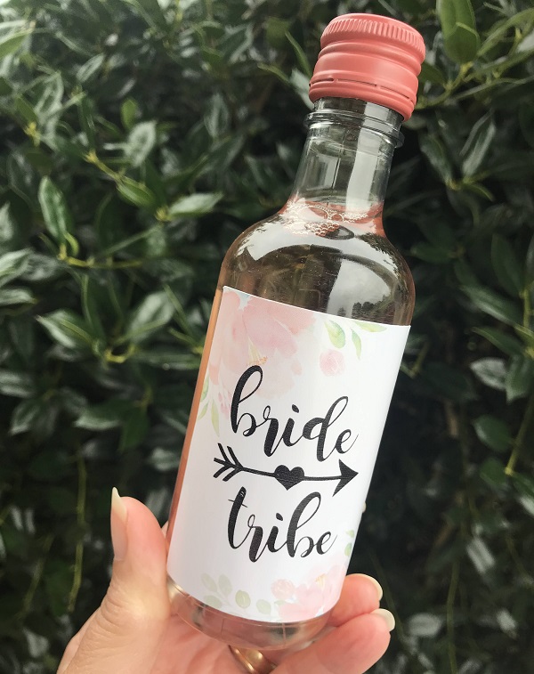 Bride Tribe Label-2.375 x 3 super glossy label printed with Bride Tribe and arrow with a pink rose background