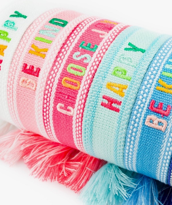 Embroidered Bracelets-Hot new trend, woven bracelets embroidered with Choose Joy, Happy, Be Kind 
