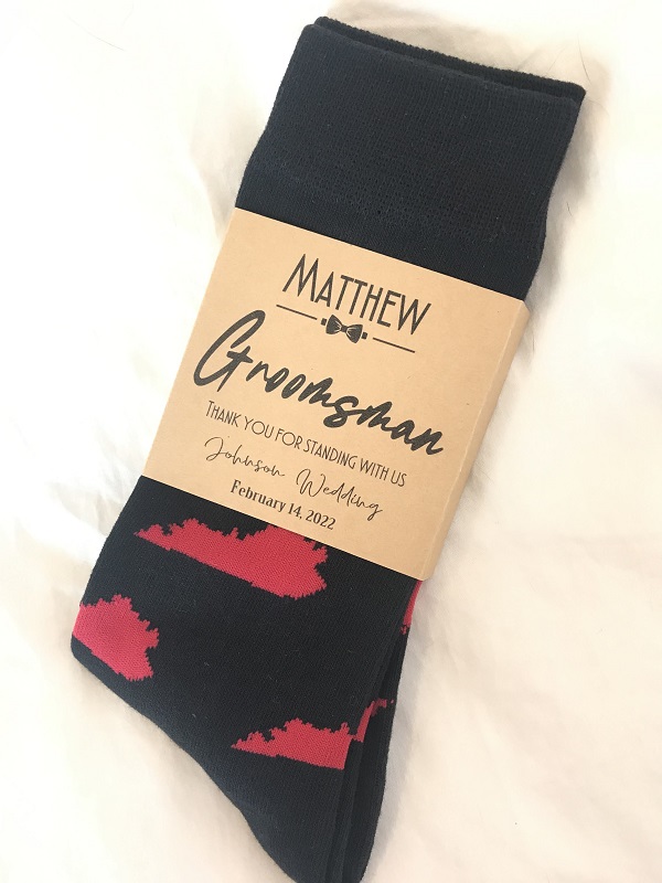 Thank You Socks-perfect to let your groomsmen, best man know you appreciate them for standing with you and your bride on their big day, in choice of bourbon or louisville, ky themes