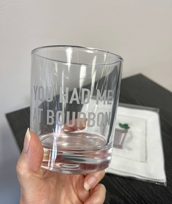 You Had Me at Bourbon Glass-words etched onto the glass. Perfect derby gift, for your groomsmen or stock the bar parties