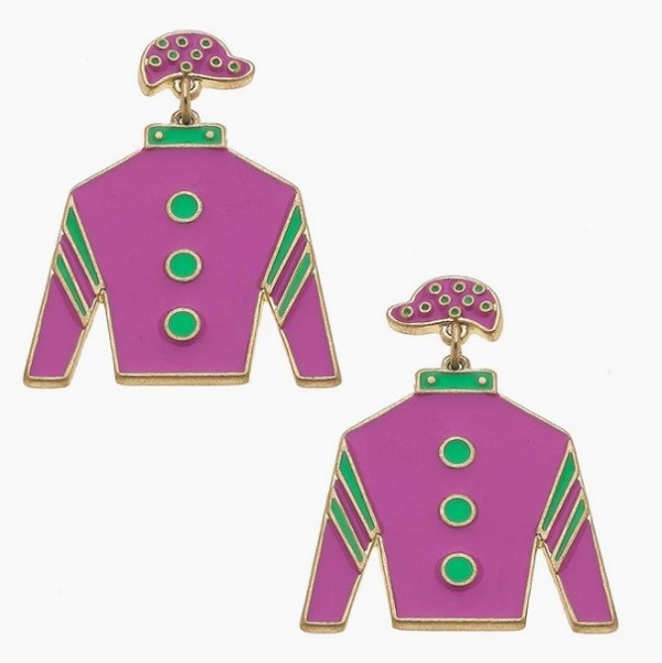 Jockey Silk Earrings-in beautiful color combos of pink, green, blue yellow and yellow pink