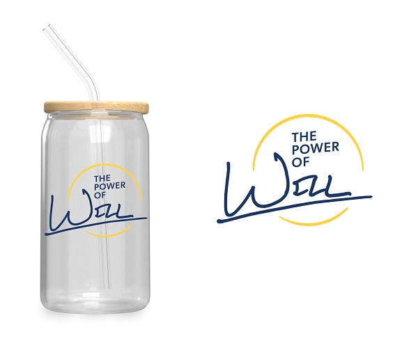 Power of Will Cold Brewed Coffee Glass-with uv dtf decal of the logo