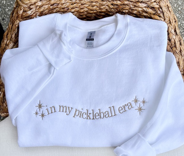 Embroidered In My Pickleball Era Crewneck-in white or sand with a thread color that complements the sweatshirt