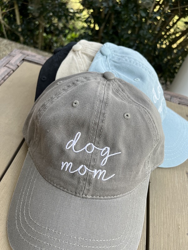 Dog Mom, Embroidered Baseball Hat-available in black, khaki, smoke blue or sage