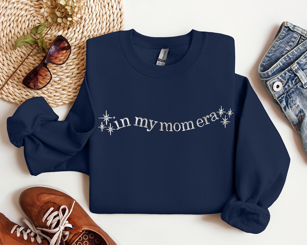 In My Mom Era Embroidered Crewneck-in nine amazing colors with a thread color that complements the sweatshirt